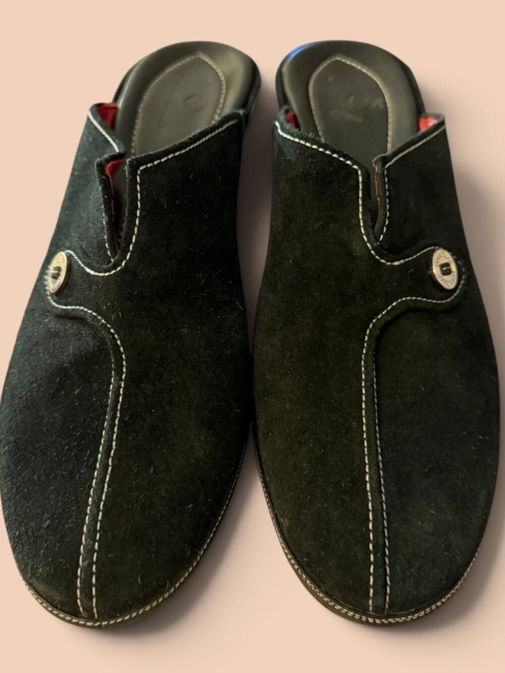 Cole Haan "Devin" Black Suede Clog Mules Sz 10B